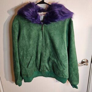 Kai Chisaki "Overhaul" cosplay green with purple fur collar zip up jacket